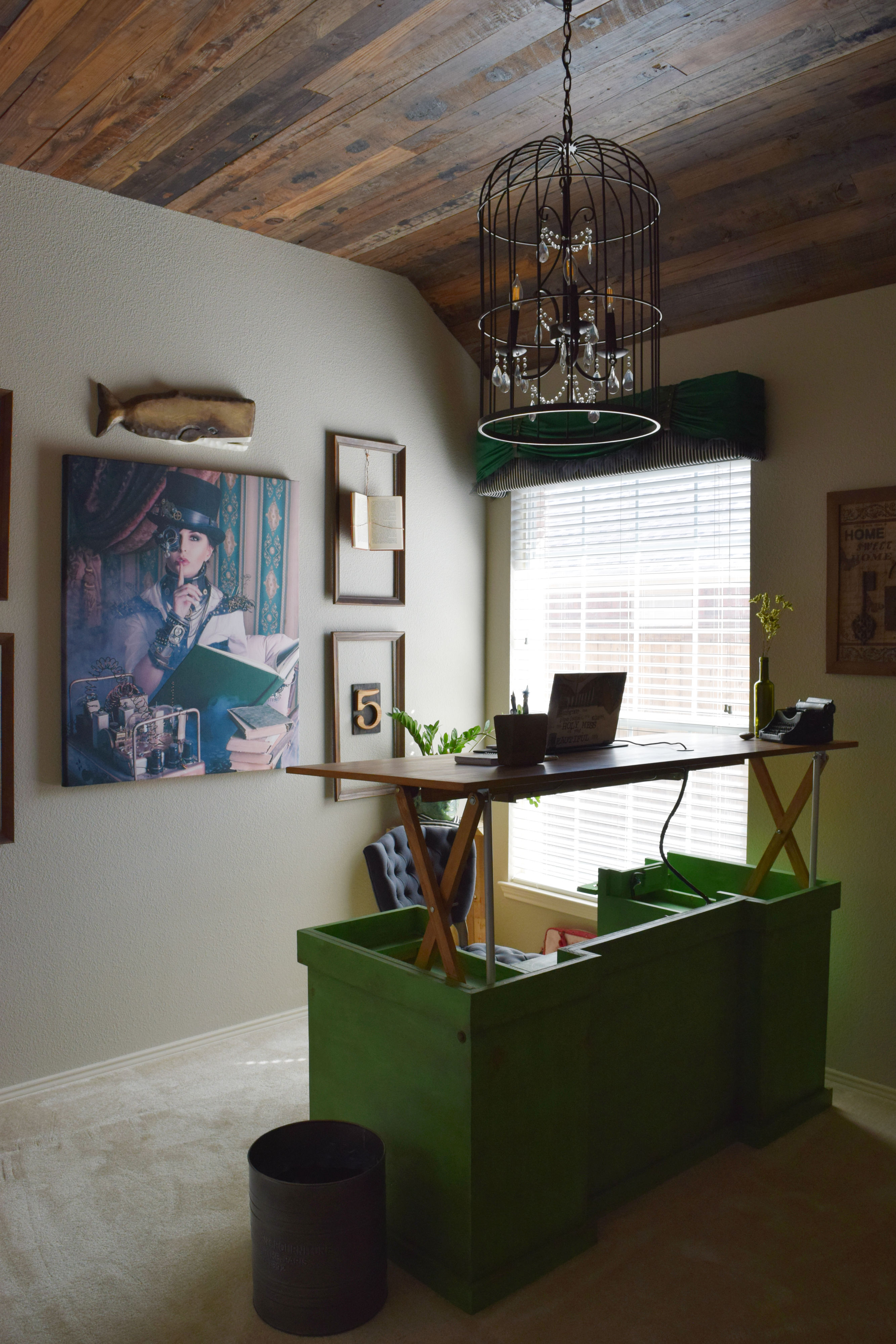 Standing Desk in Steampunk Home Office